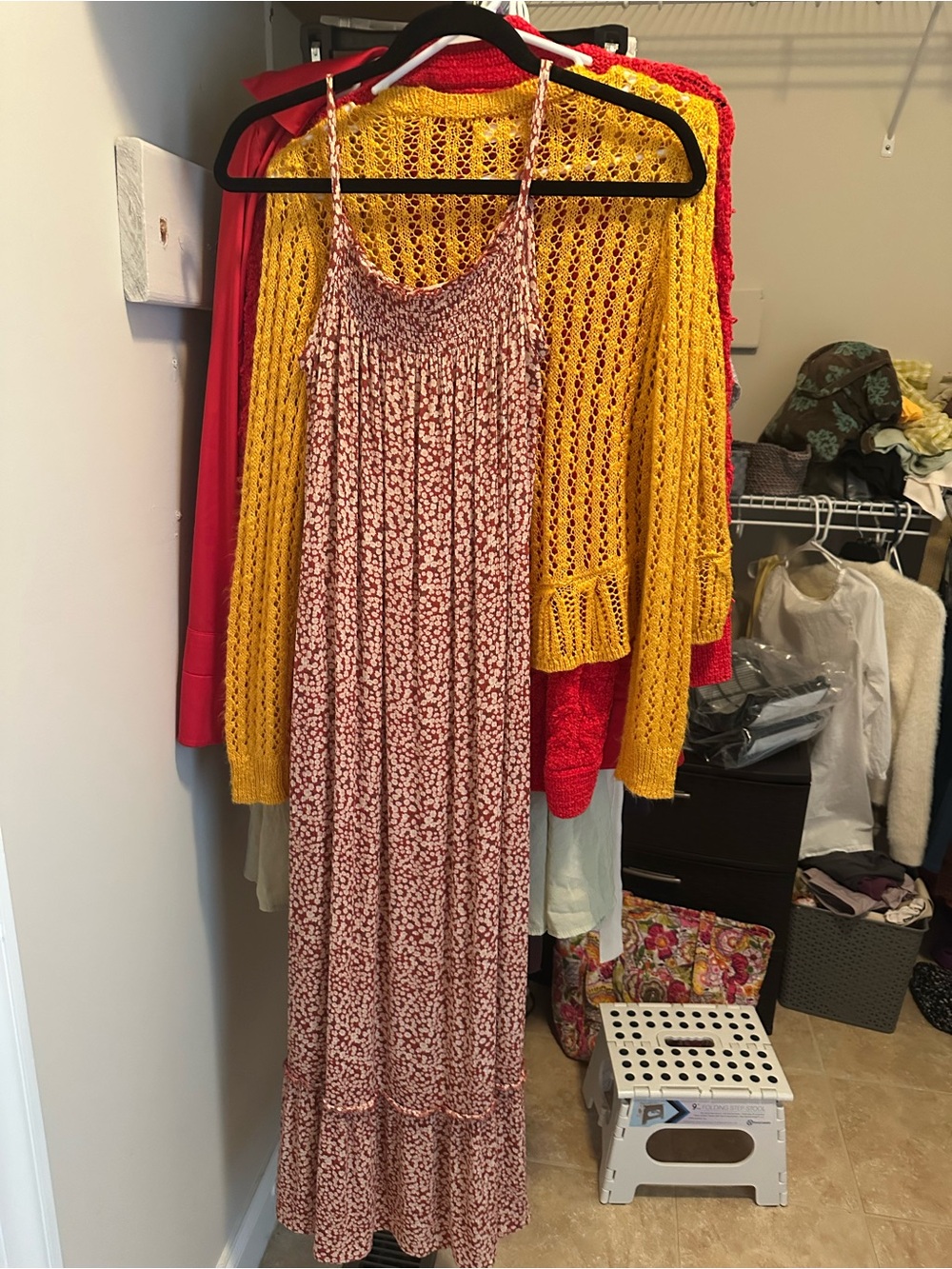 Wallflower Rust Floral Smocked Maxi Dress